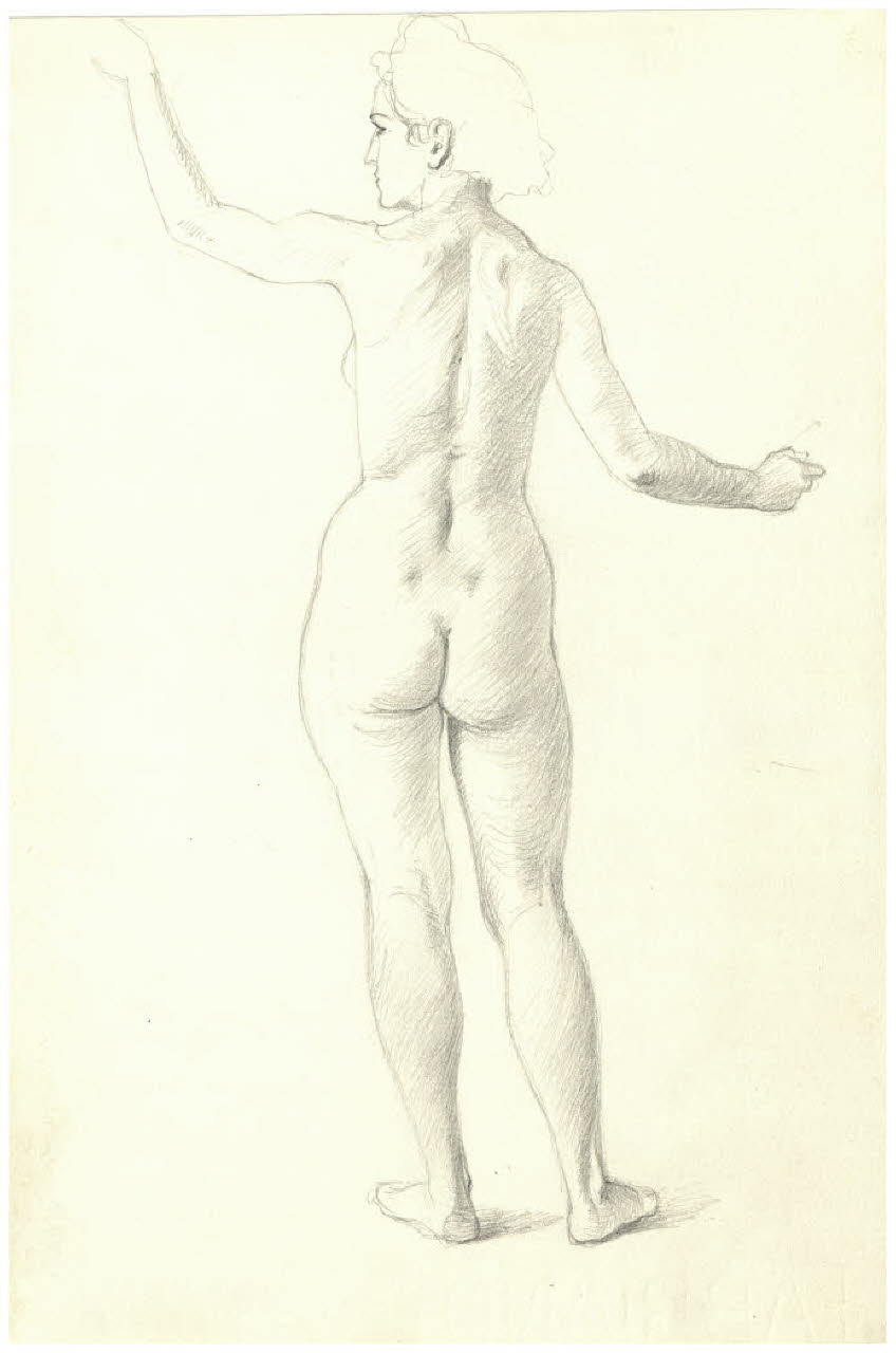 Nudo femminile di spalle (disegno) di Disertori, Benvenuto Maria (sec. XX)