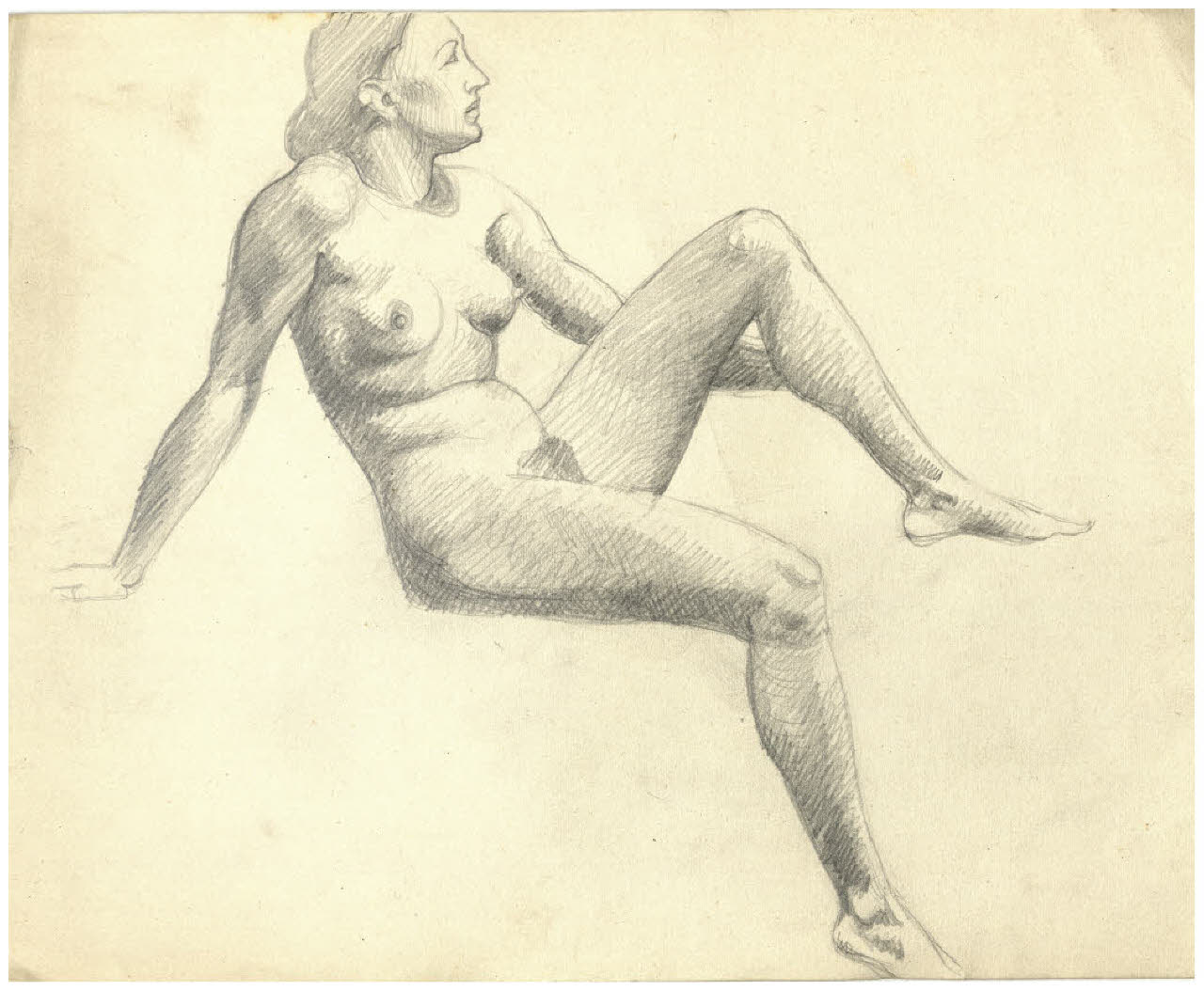 Nudo femminile seduto (disegno) di Disertori, Benvenuto Maria (prima metà sec. XX)