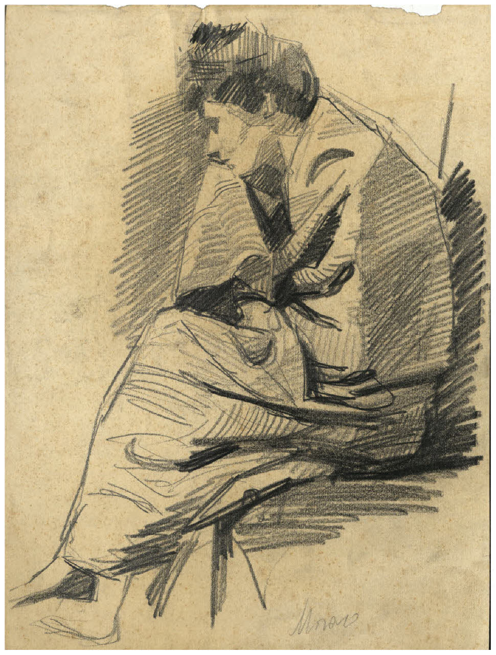 Figura femminile (disegno) di Disertori, Benvenuto Maria (prima metà sec. XX)