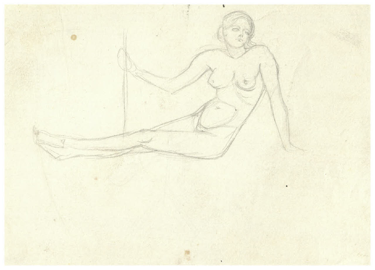 Nudo femminile seduto (disegno) di Disertori, Benvenuto Maria (prima metà sec. XX)