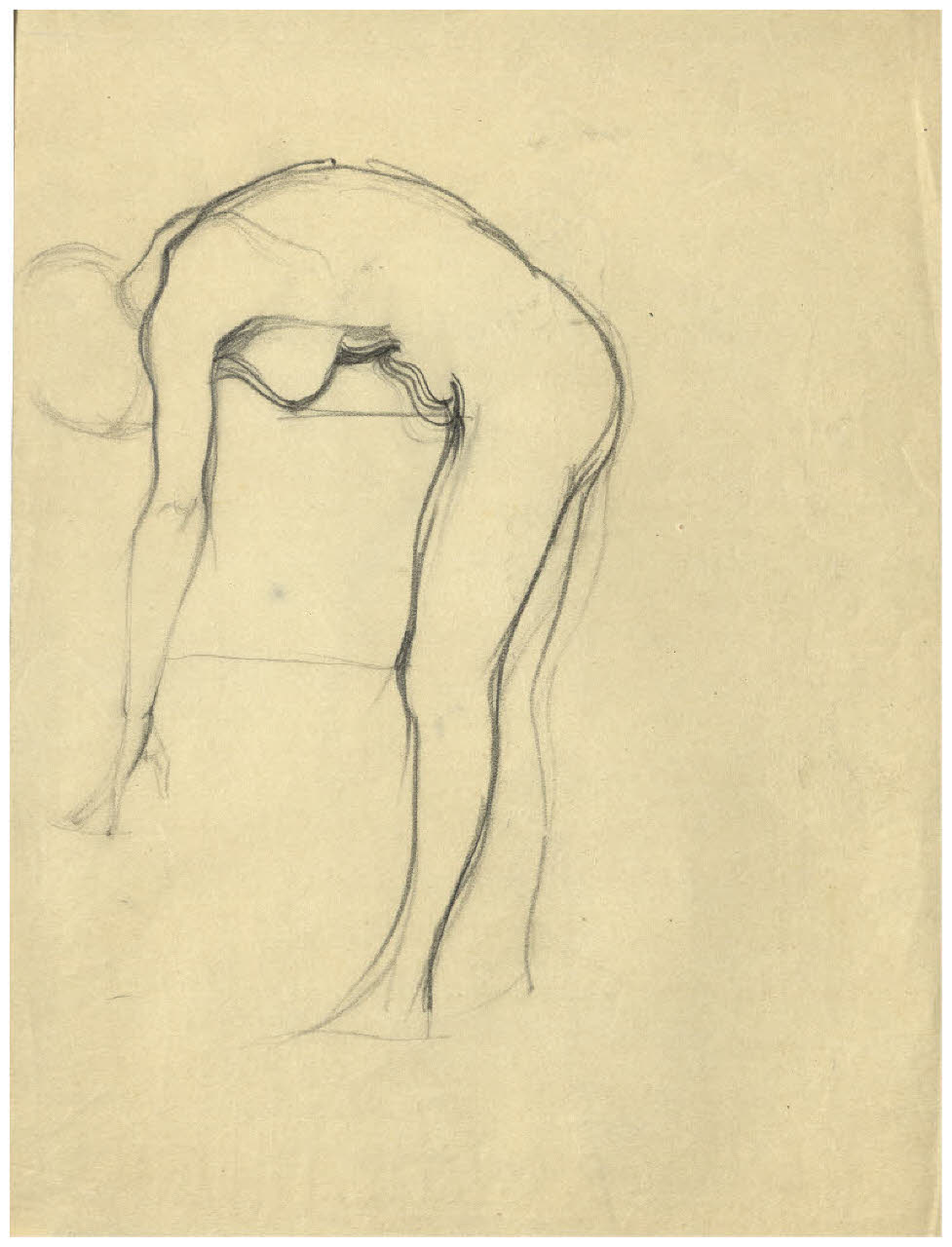 Nudo femminile chinato (disegno) di Disertori, Benvenuto Maria (prima metà sec. XX)