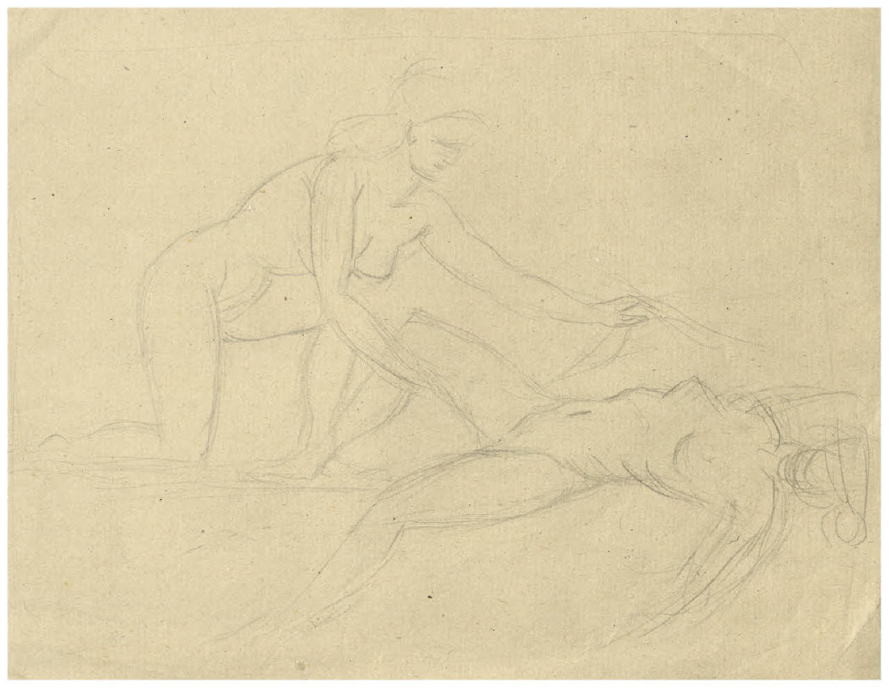 Scena con due nudi femminili (disegno) di Disertori, Benvenuto Maria (prima metà sec. XX)