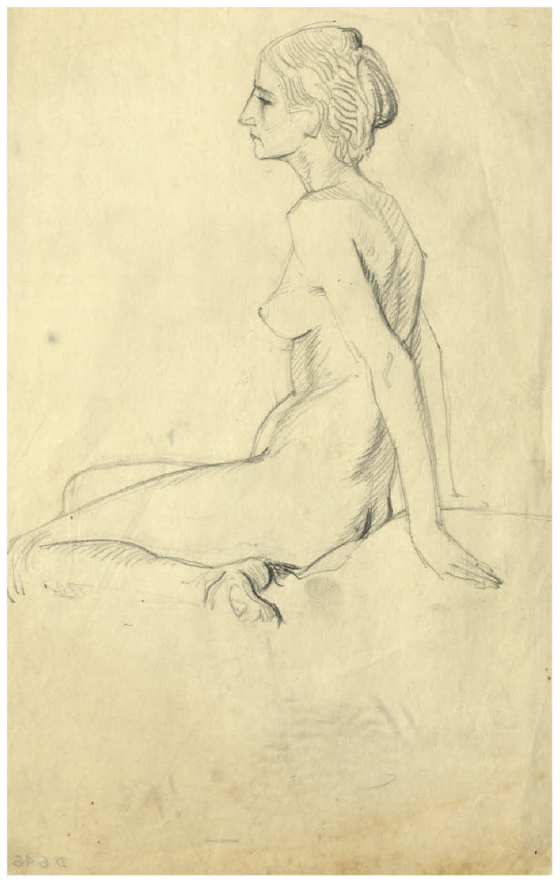 Nudo femminile seduto (disegno) di Disertori, Benvenuto Maria (prima metà sec. XX)