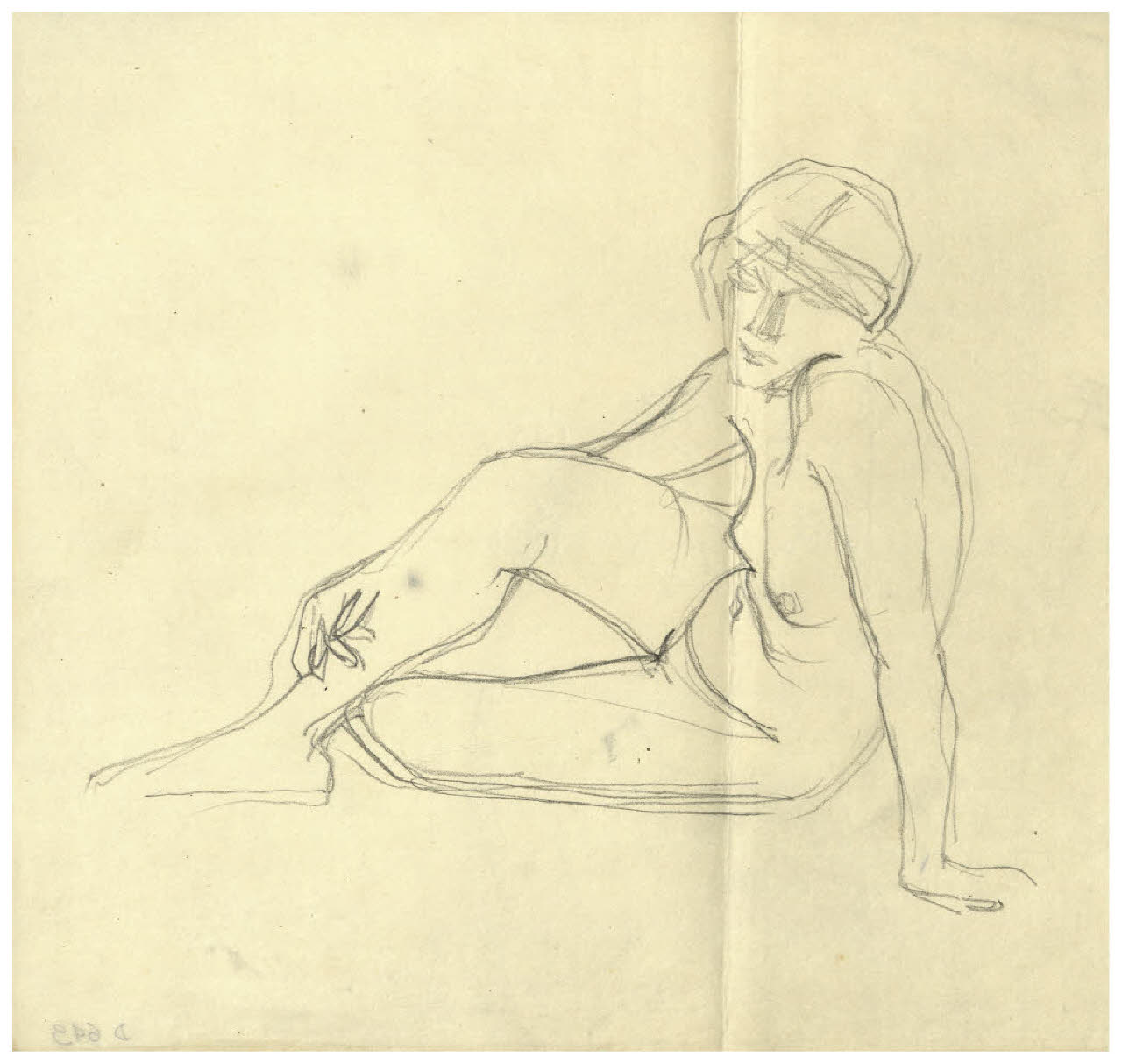 Nudo femminile seduto (disegno) di Disertori, Benvenuto Maria (prima metà sec. XX)