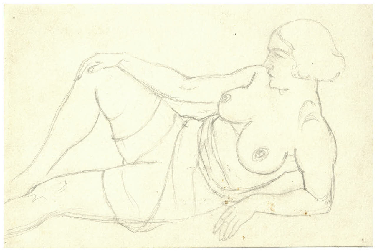 Figura femminile (disegno) di Disertori, Benvenuto Maria (prima metà sec. XX)