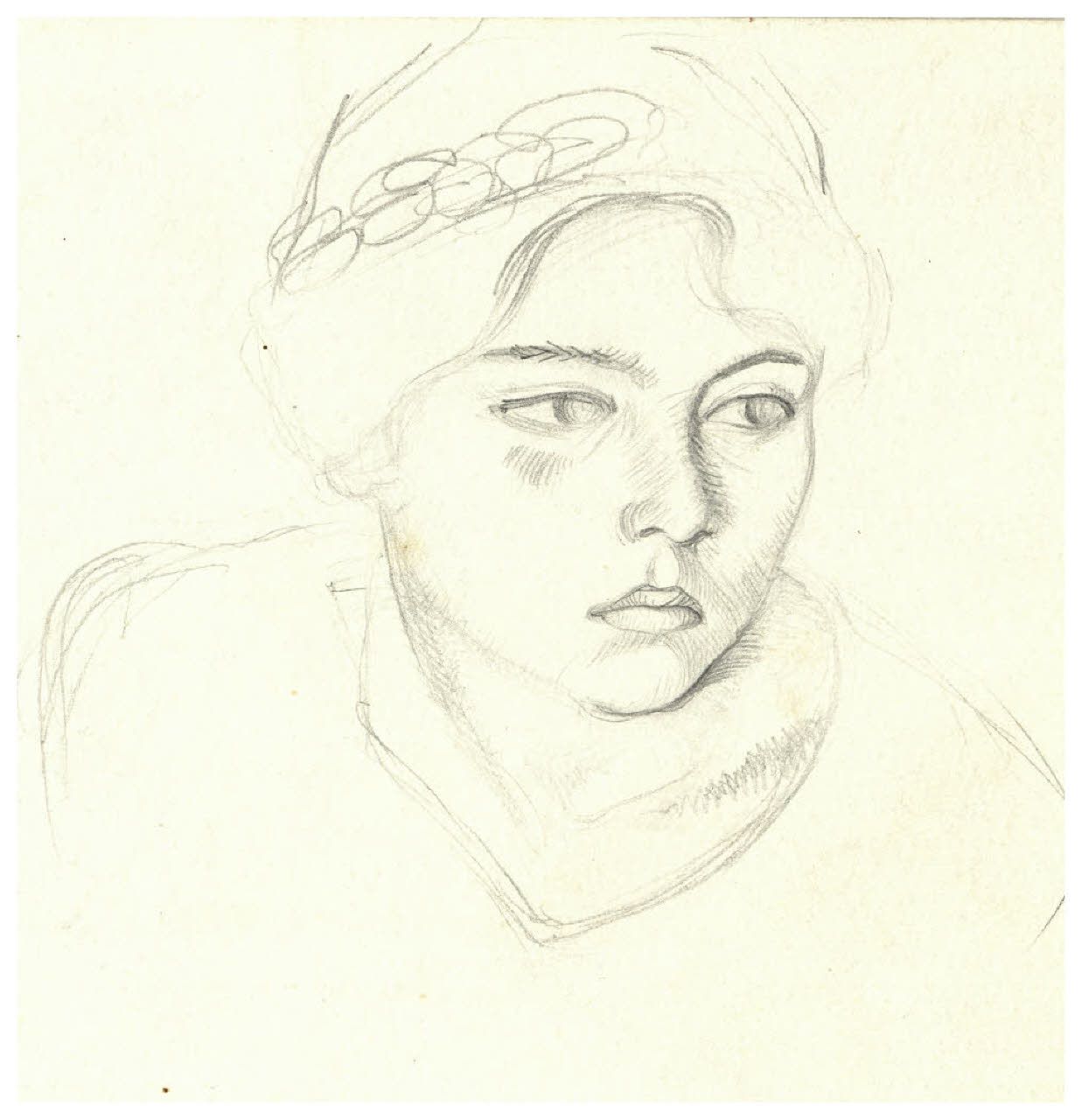 Ritratto di giovinetta (disegno) di Disertori, Benvenuto Maria (prima metà sec. XX)