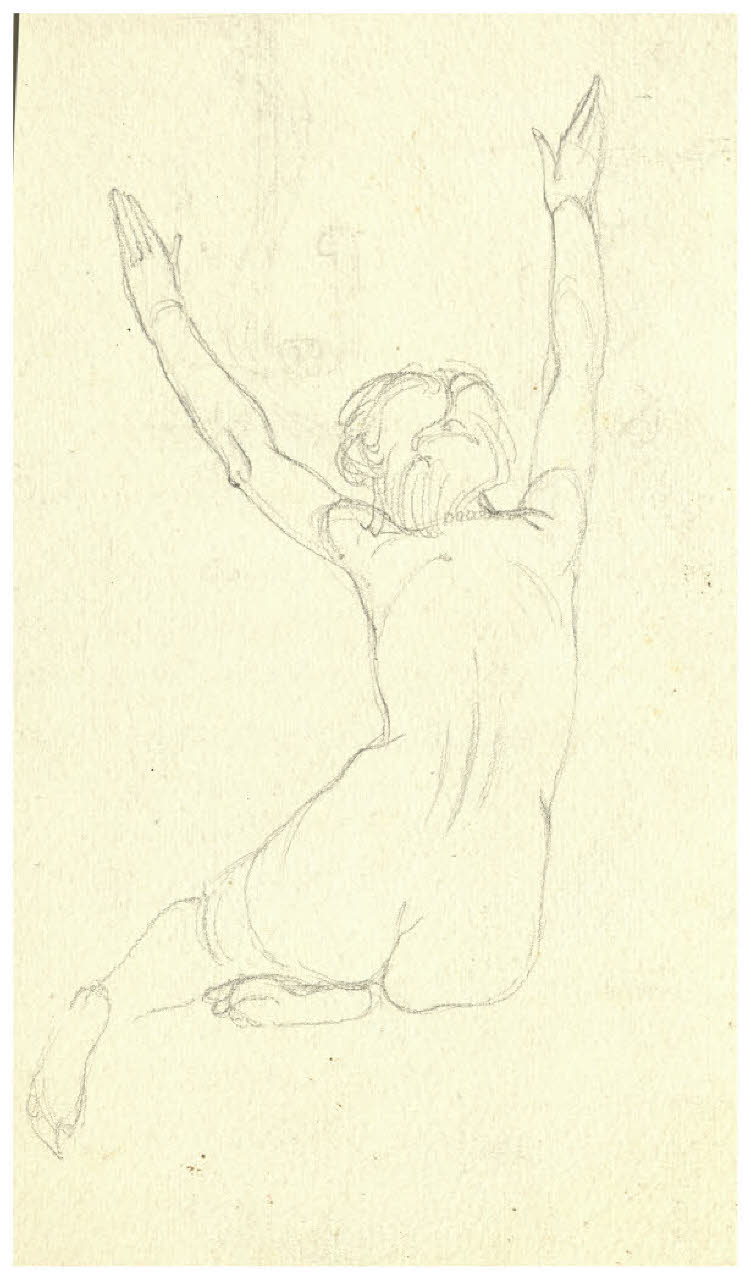 Nudo femminile seduto di spalle (disegno) di Disertori, Benvenuto Maria (prima metà sec. XX)