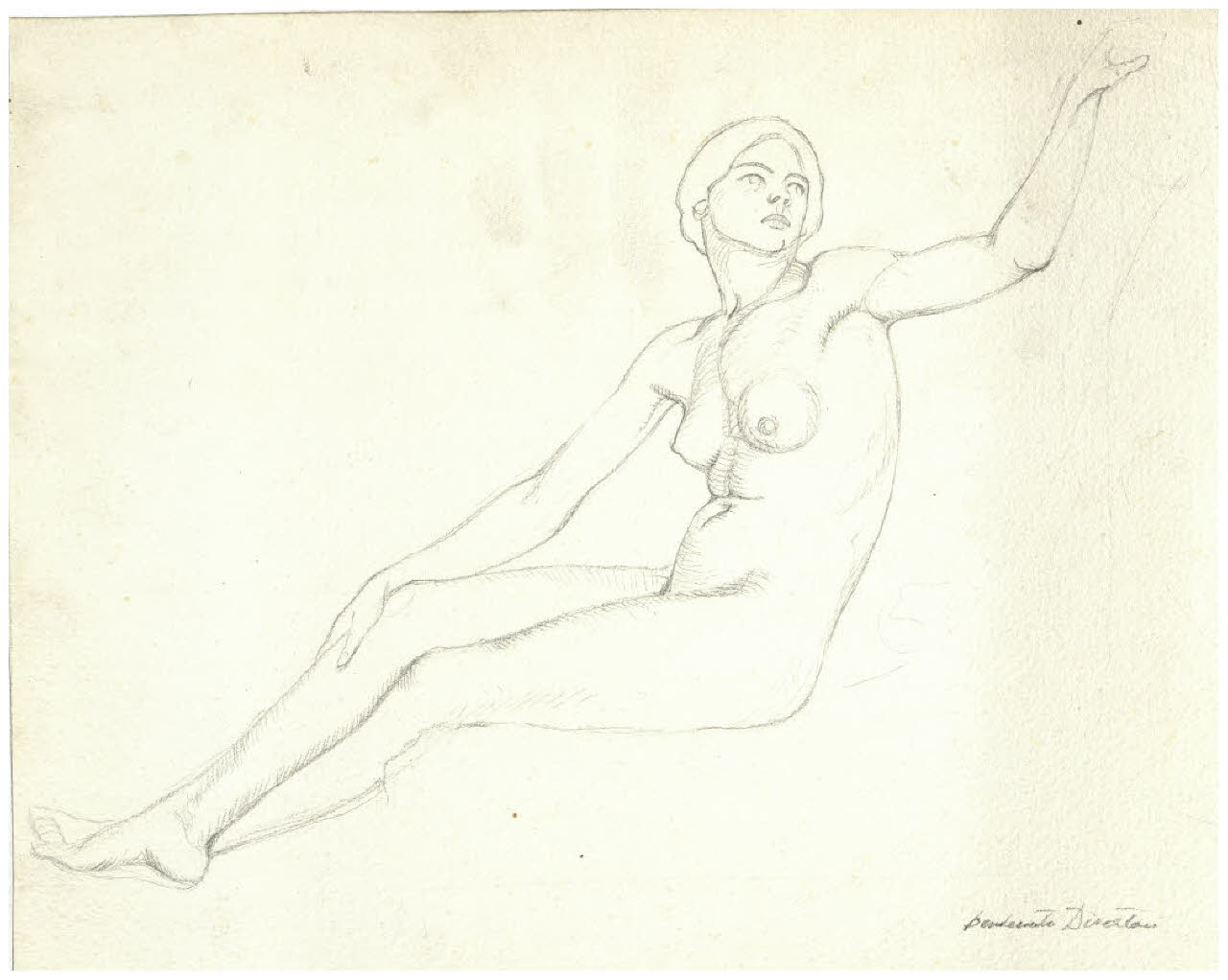 Nudo femminile seduto (disegno) di Disertori, Benvenuto Maria (prima metà sec. XX)