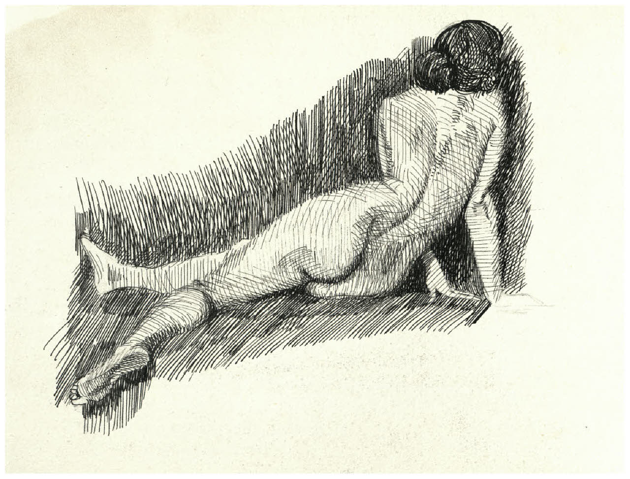 Nudo femminile di schiena (disegno) di Disertori, Benvenuto Maria (prima metà sec. XX)