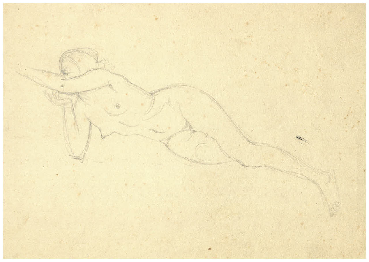 Nudo femminile sdraiato (disegno) di Disertori, Benvenuto Maria (prima metà sec. XX)