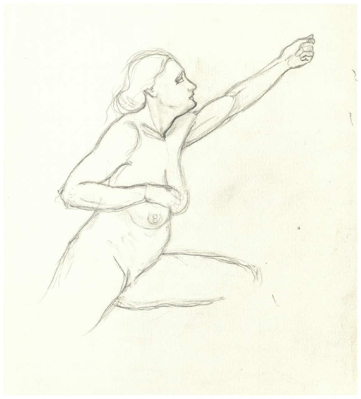 Nudo femminile. Disegno preparatorio per il francobollo commemorativo della II Guerra di Indipendenza (disegno) di Disertori, Benvenuto Maria (prima metà sec. XX)