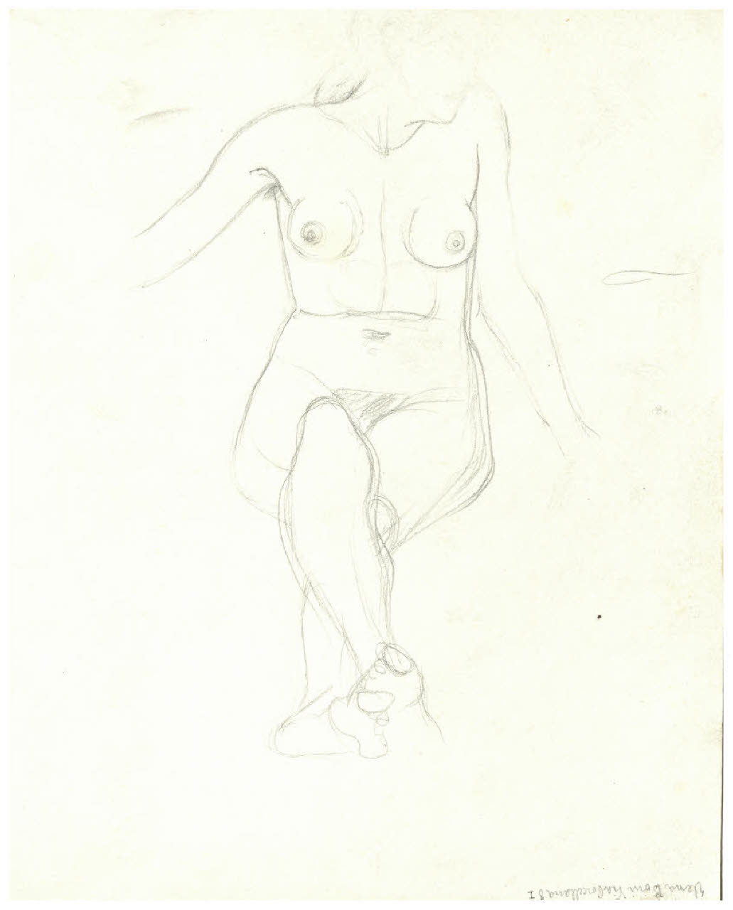 Nudo femminile seduto (disegno) di Disertori, Benvenuto Maria (prima metà sec. XX)