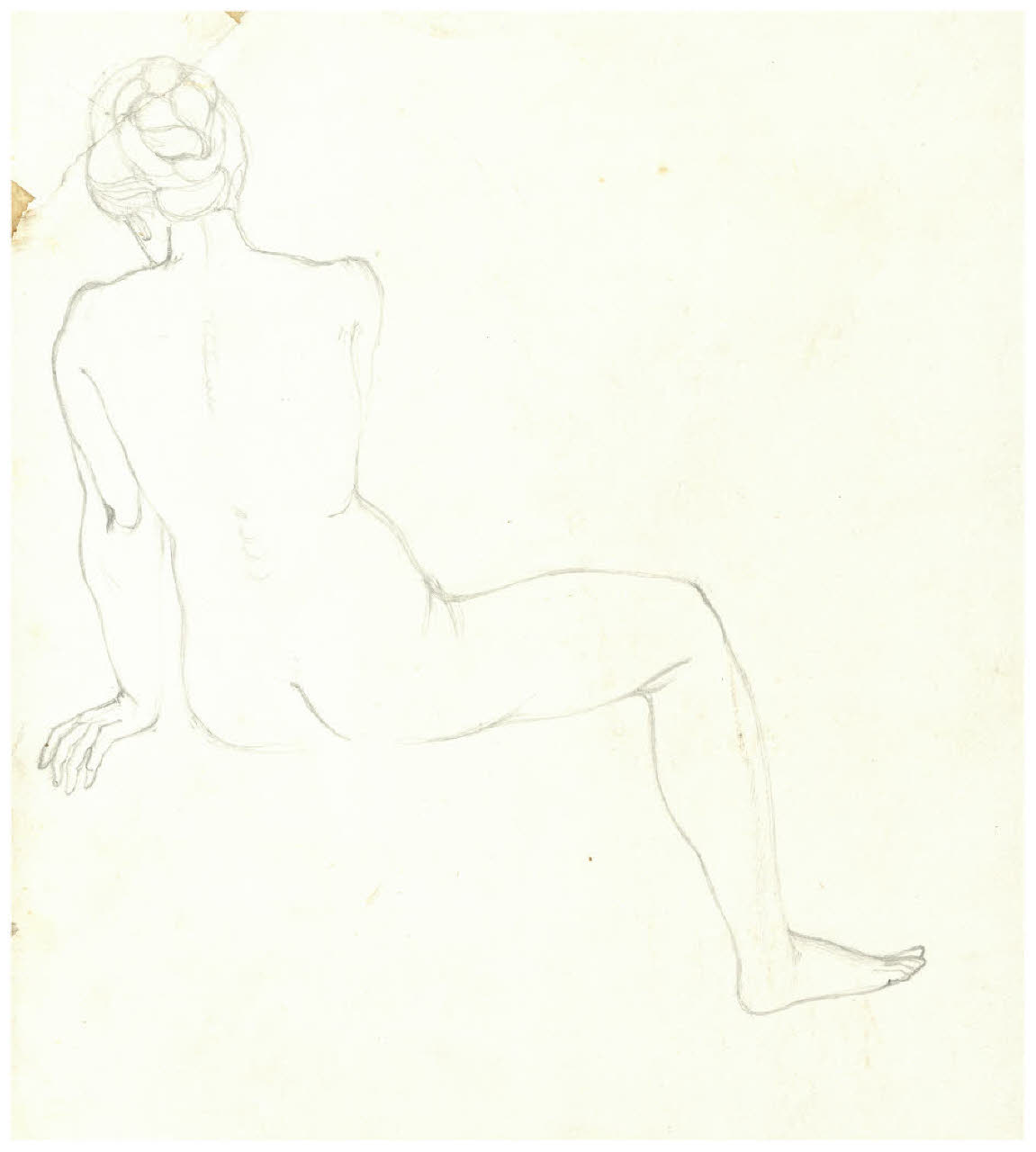 Nudo femminile seduto di spalle (disegno) di Disertori, Benvenuto Maria (prima metà sec. XX)