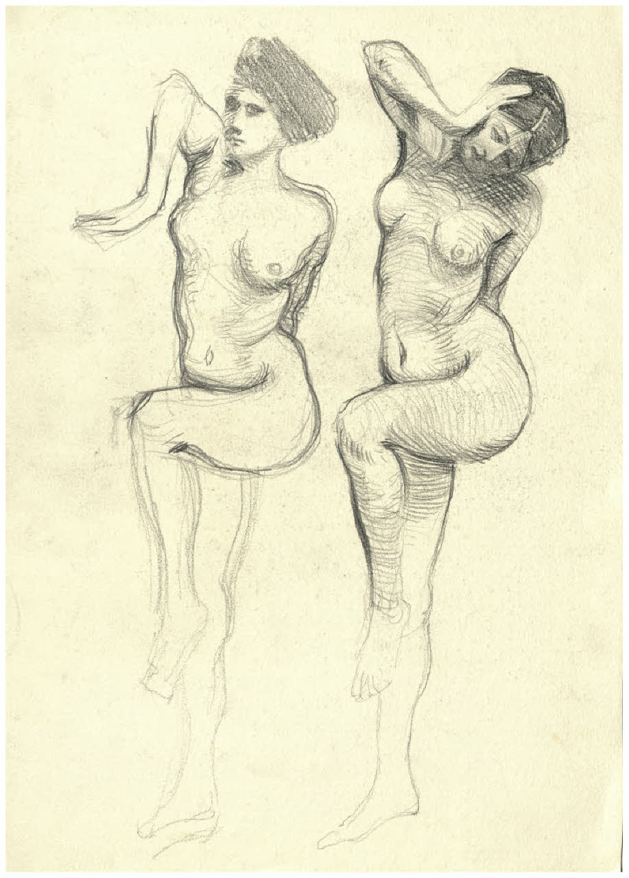 Studi di nudi femminili (disegno) di Disertori, Benvenuto Maria (prima metà sec. XX)