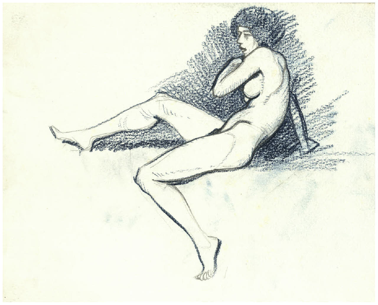 Nudo femminile seduto (disegno) di Disertori, Benvenuto Maria (prima metà sec. XX)