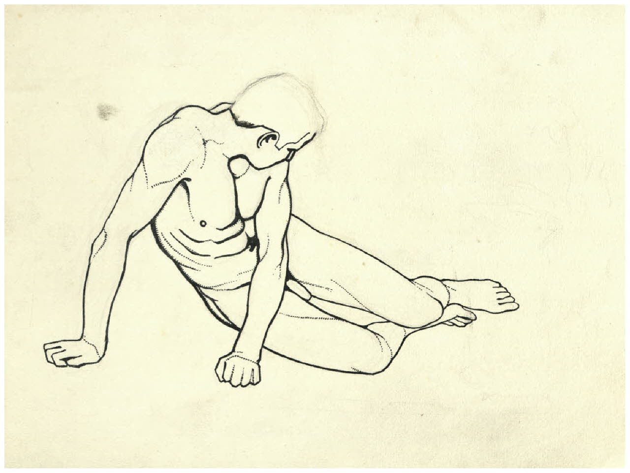 Nudo maschile seduto (disegno) di Disertori, Benvenuto Maria (prima metà sec. XX)