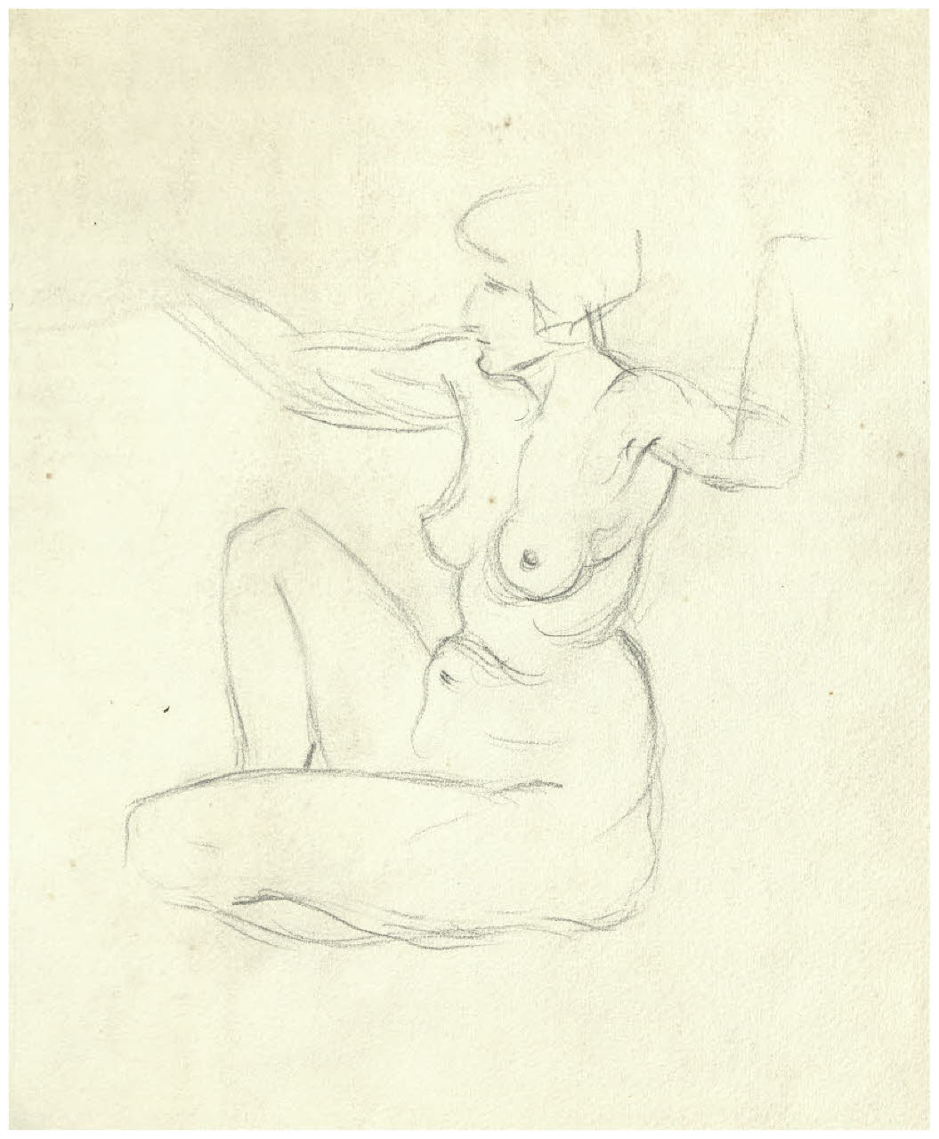 Nudo femminile seduto (disegno) di Disertori, Benvenuto Maria (prima metà sec. XX)