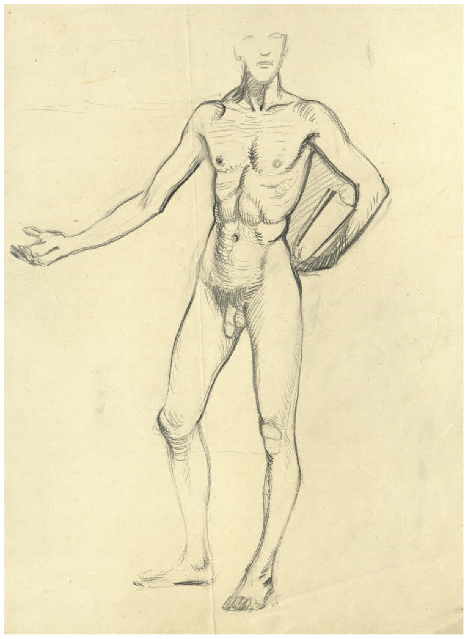 Nudo maschile (disegno) di Disertori, Benvenuto Maria (prima metà sec. XX)