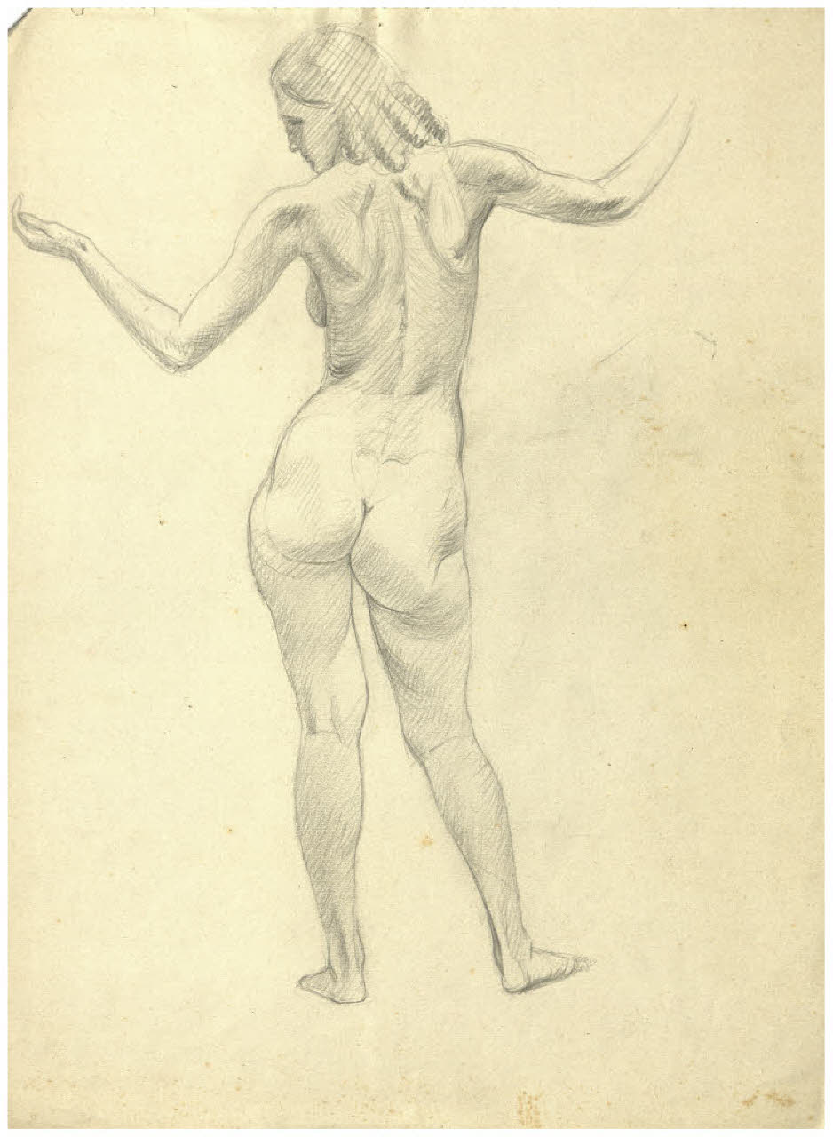 Nudo femminile in piedi di spalle (disegno) di Disertori, Benvenuto Maria (sec. XX)