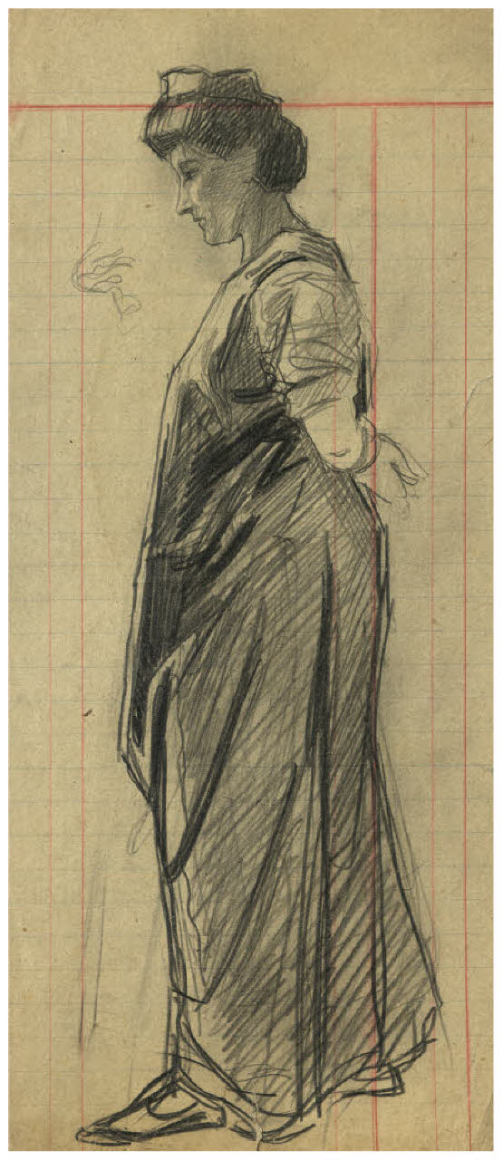 Ritratto femminile (disegno) di Disertori, Benvenuto Maria (prima metà sec. XX)