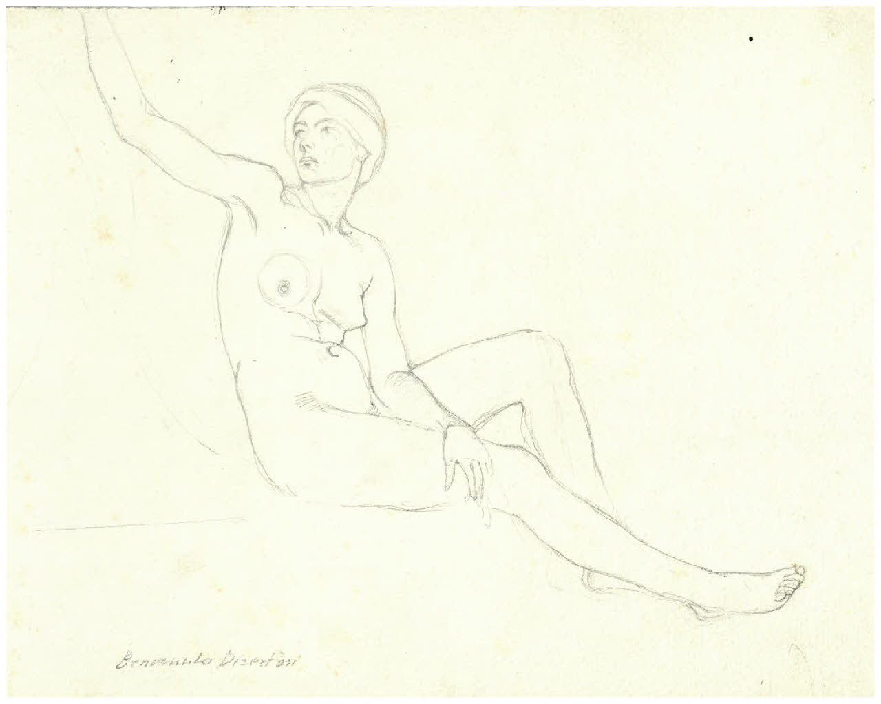 Nudo femminile seduto (disegno) di Disertori, Benvenuto Maria (prima metà sec. XX)