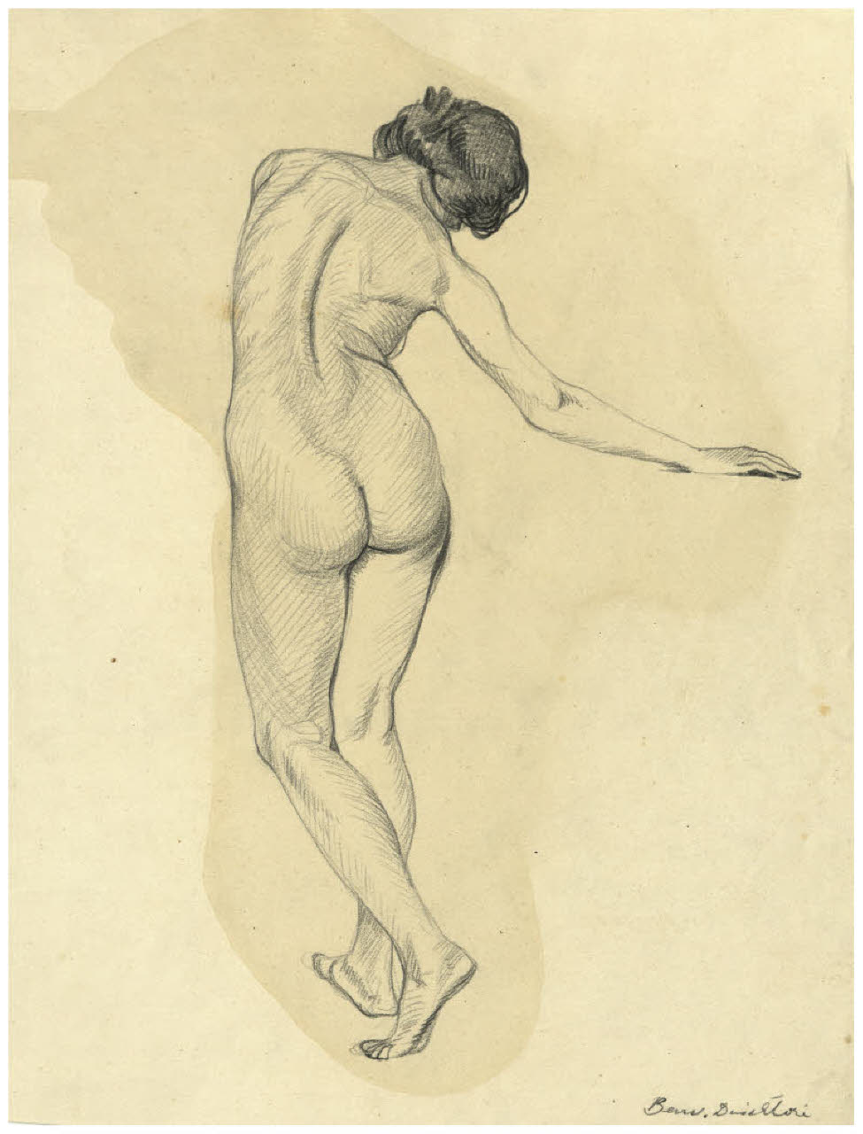 Nudo femminile di spalle (disegno) di Disertori, Benvenuto Maria (prima metà sec. XX)