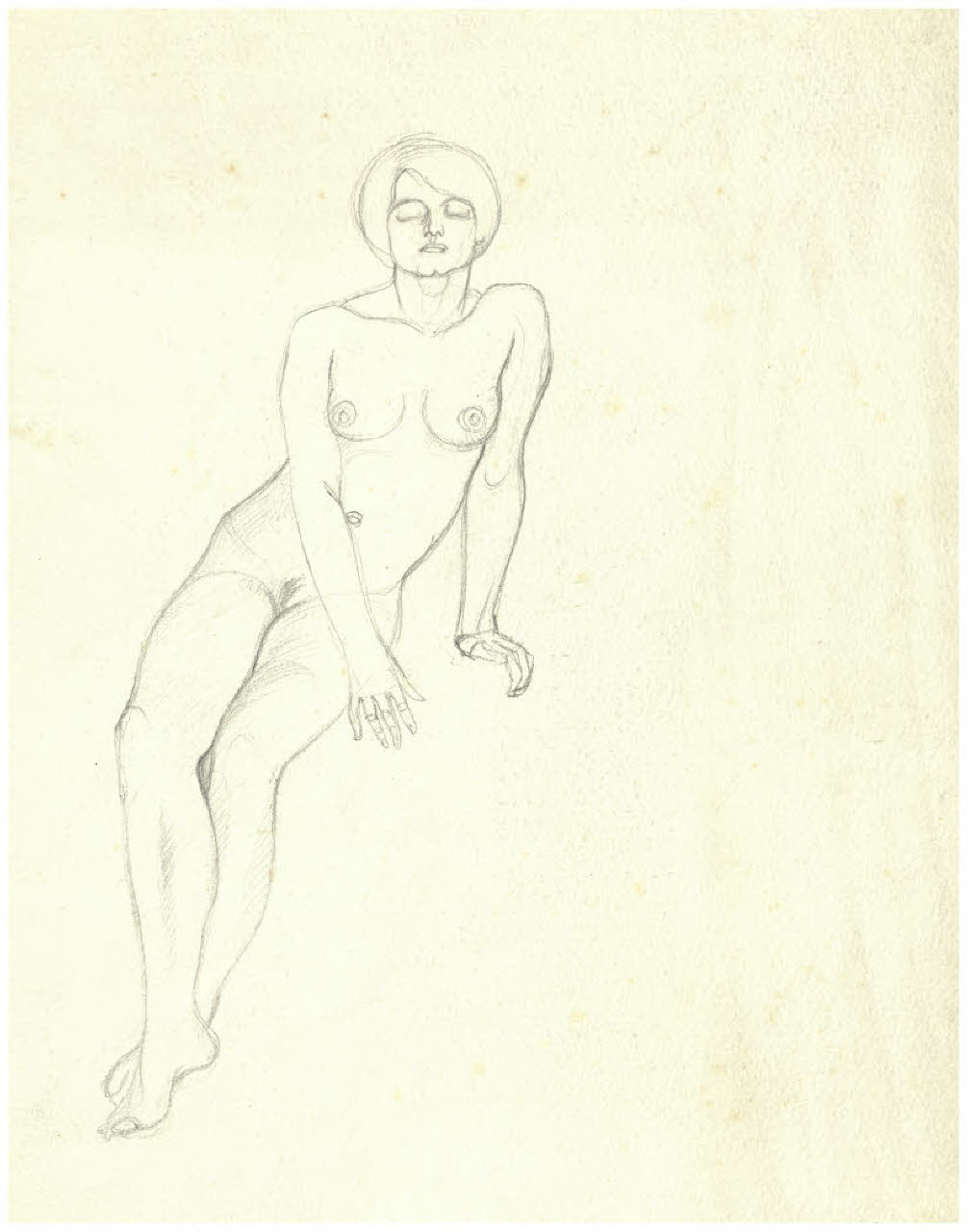 Nudo femminile seduto (disegno) di Disertori, Benvenuto Maria (prima metà sec. XX)
