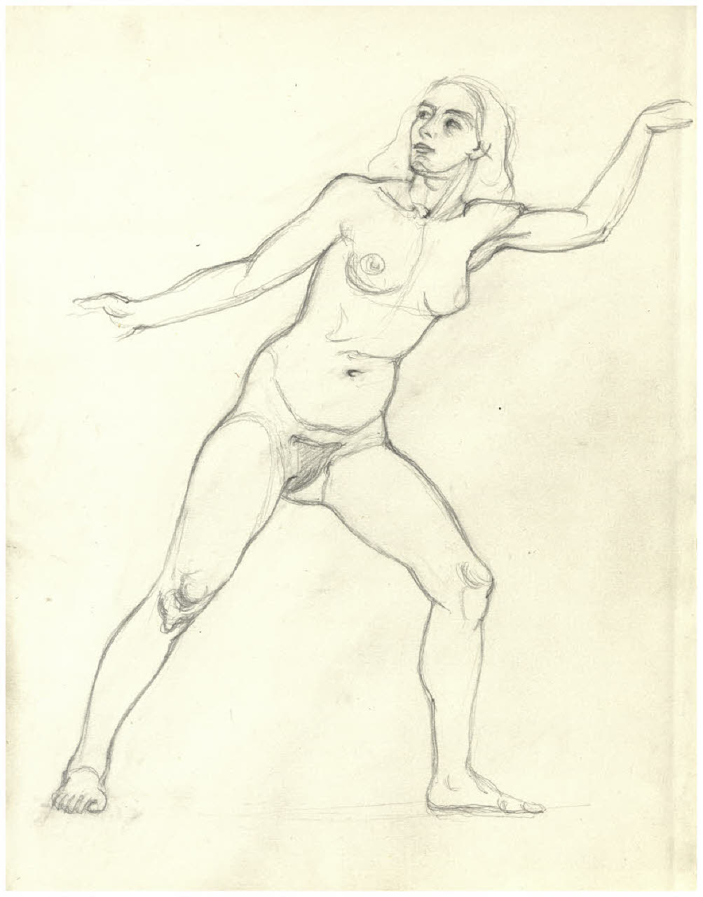 Nudo femminile. Studio per la danza delle muse nell'acquaforte, mai realizzata, Il Pianeta Marte (disegno) di Disertori, Benvenuto Maria (sec. XX)