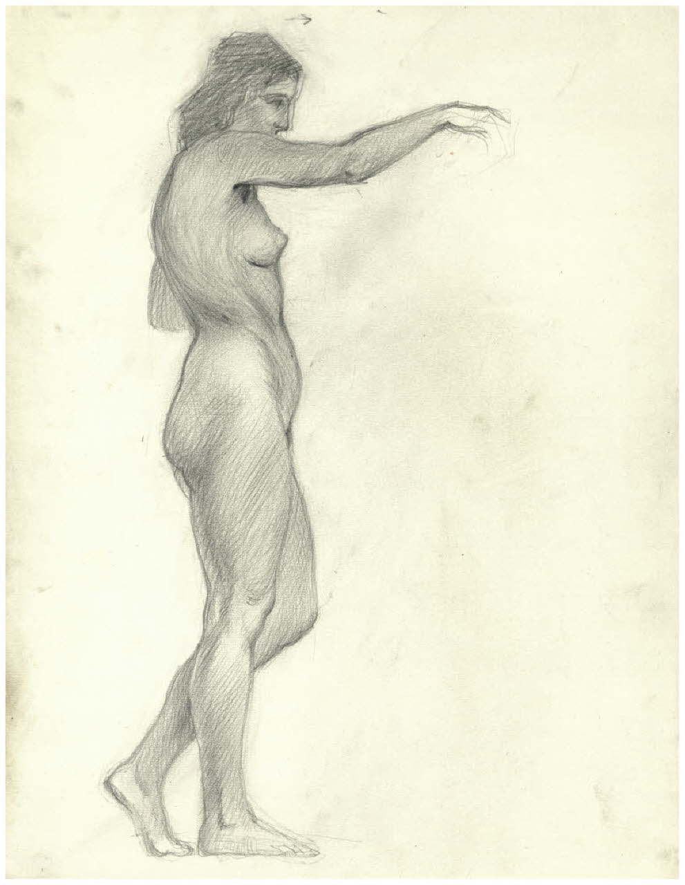Nudo femminile (studio per la danza delle muse per l'acquaforte, non realizzata, Il Pianeta Marte) (disegno) di Disertori, Benvenuto Maria (sec. XX)