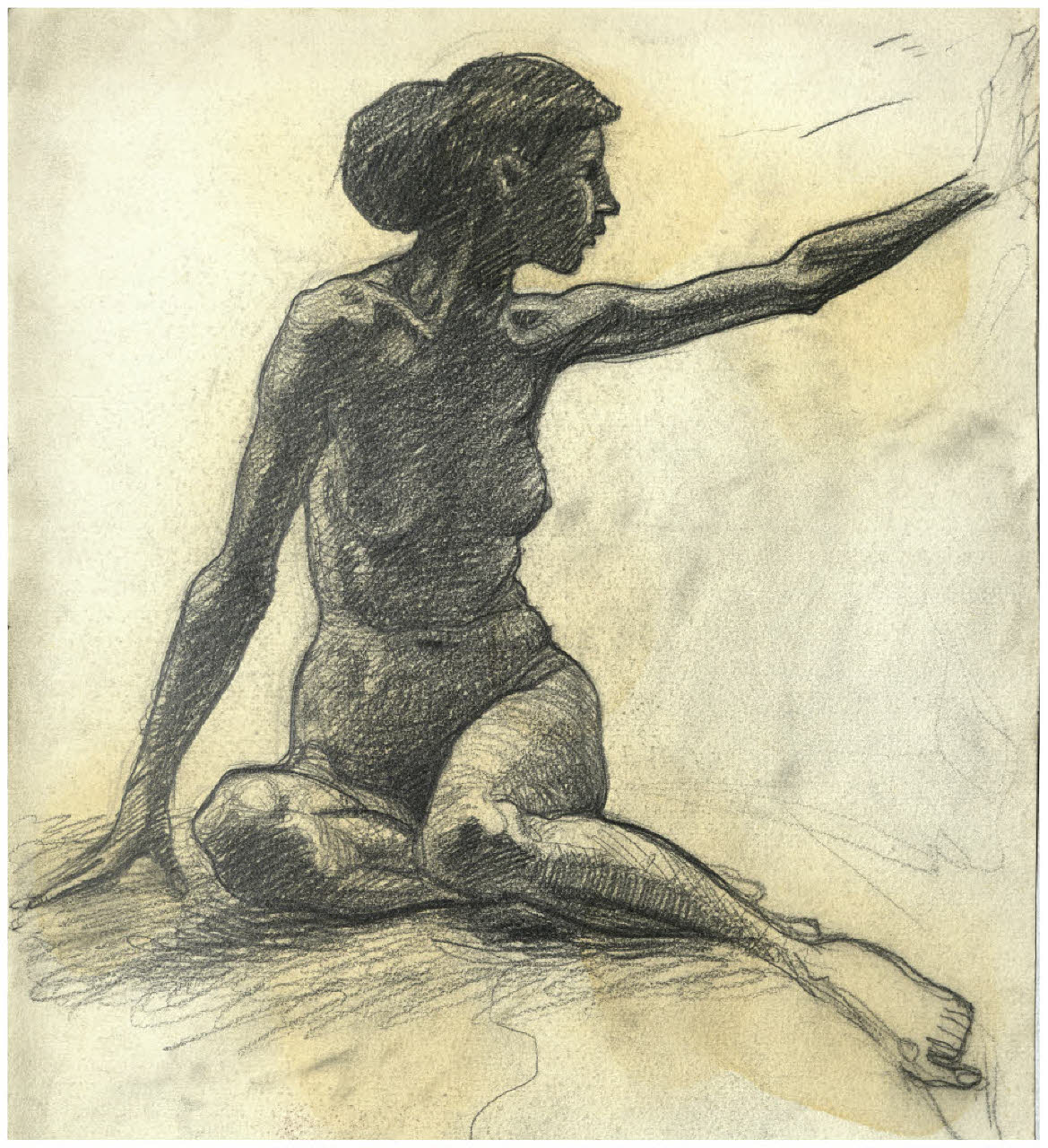 Nudo femminile seduto (disegno) di Disertori, Benvenuto Maria (prima metà sec. XX)