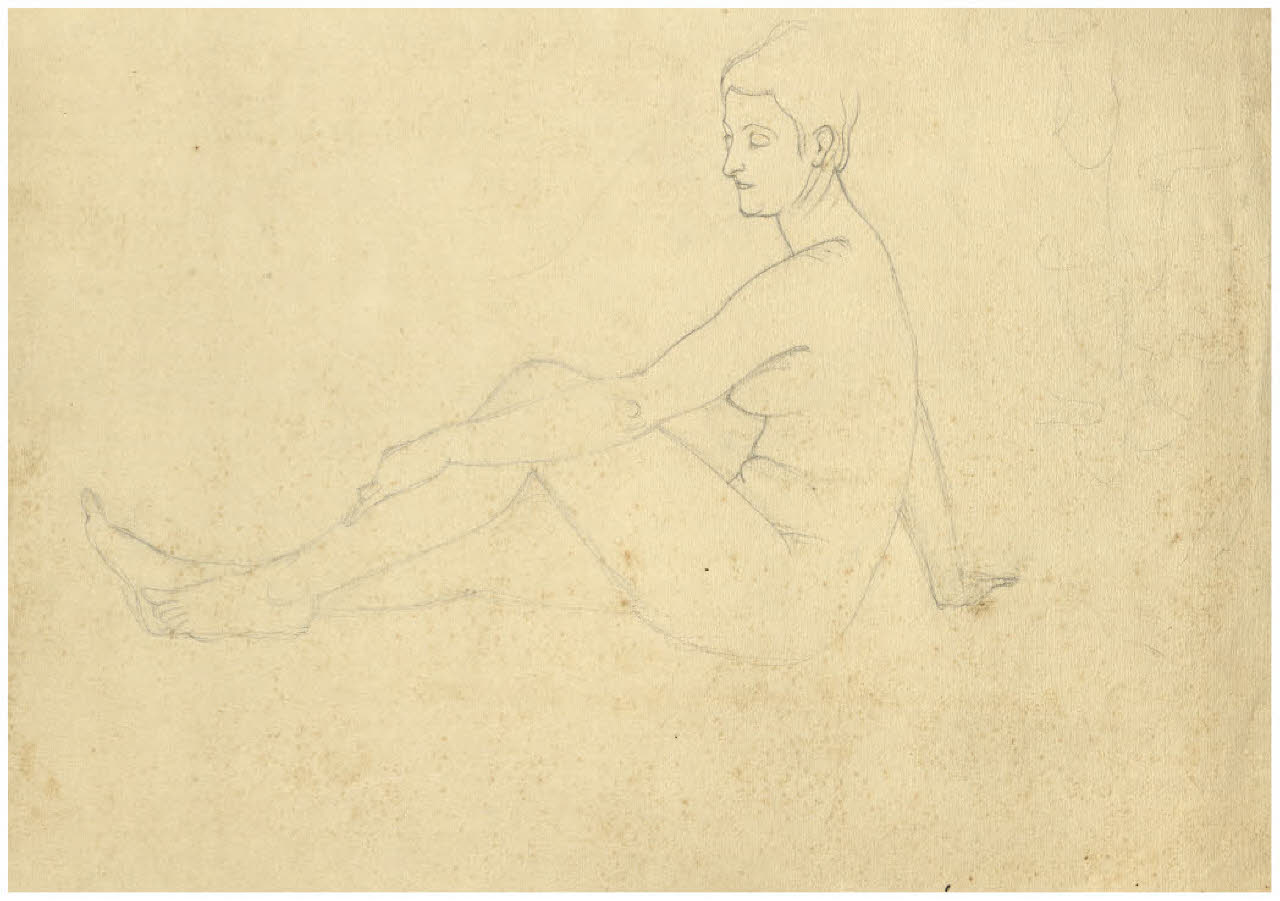 Nudo femminile seduto (disegno) di Disertori, Benvenuto Maria (prima metà sec. XX)