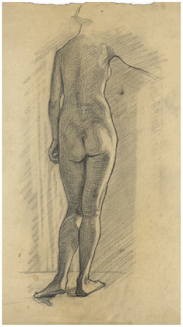 Nudo femminile di spalle (disegno) di Disertori, Benvenuto Maria (prima metà sec. XX)