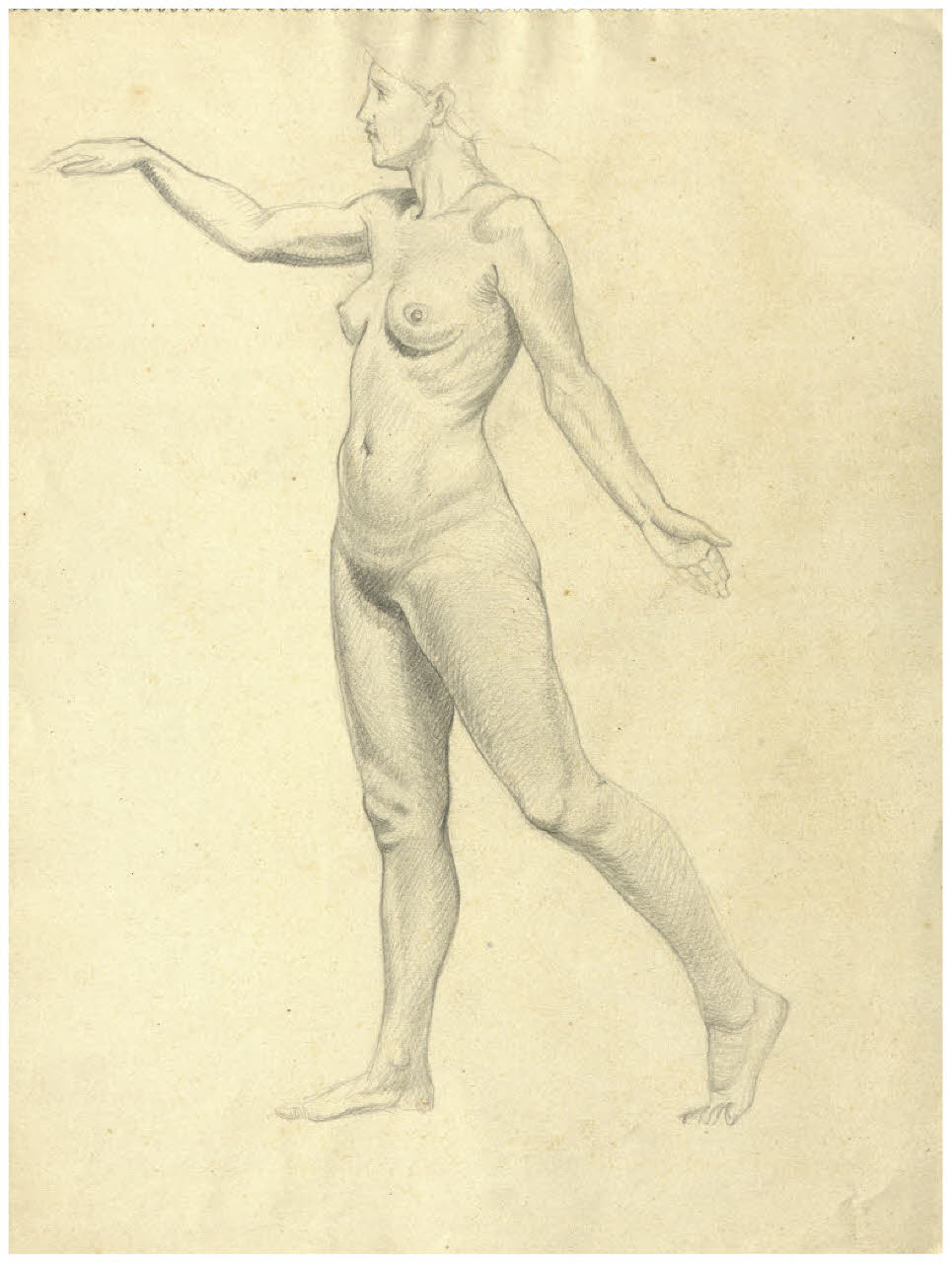 Nudo femminile (studio per la danza delle muse per l'acquaforte, non realizzata, Il Pianeta Marte?) (disegno) di Disertori, Benvenuto Maria (sec. XX)