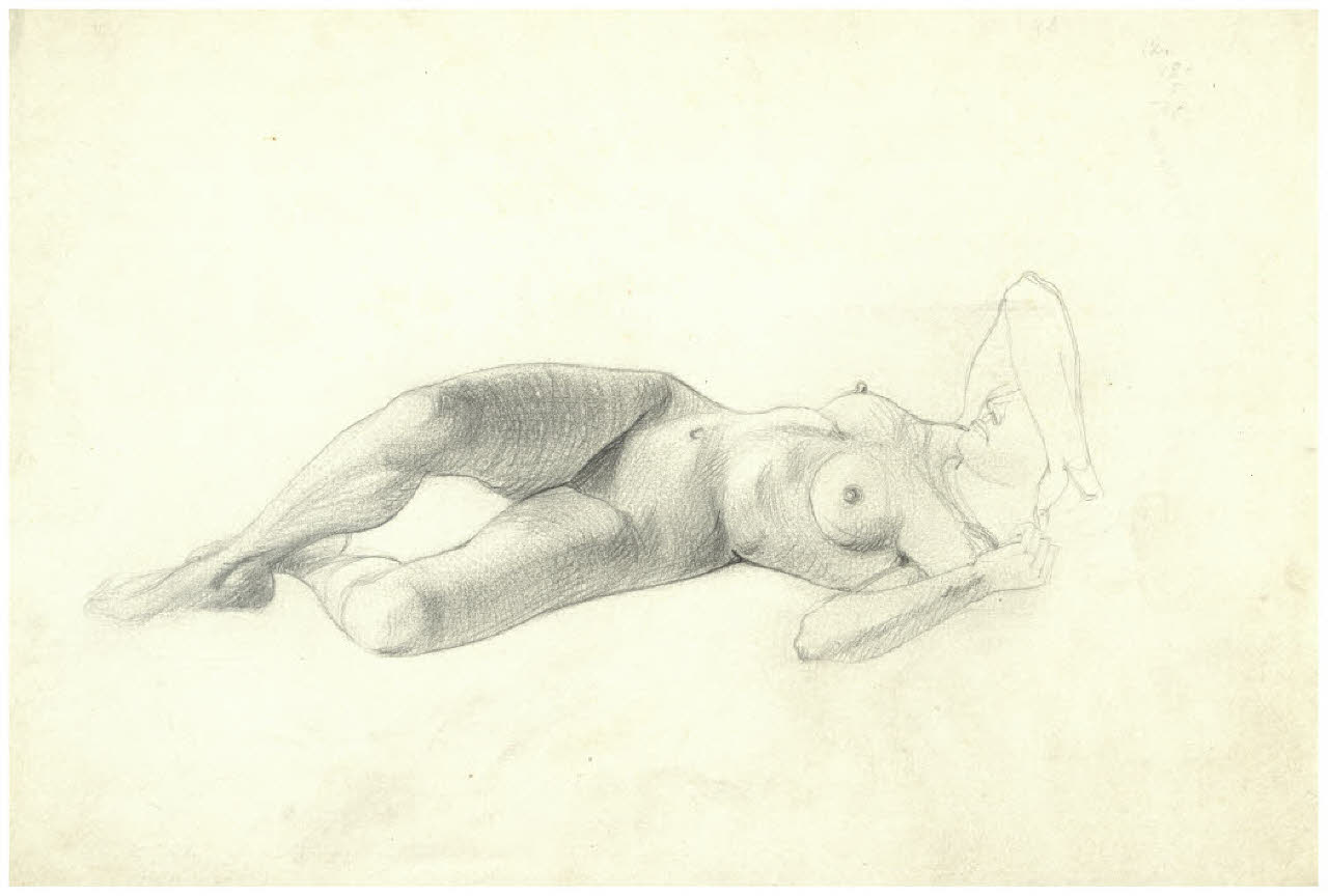 Nudo femminile disteso (disegno) di Disertori, Benvenuto Maria (prima metà sec. XX)