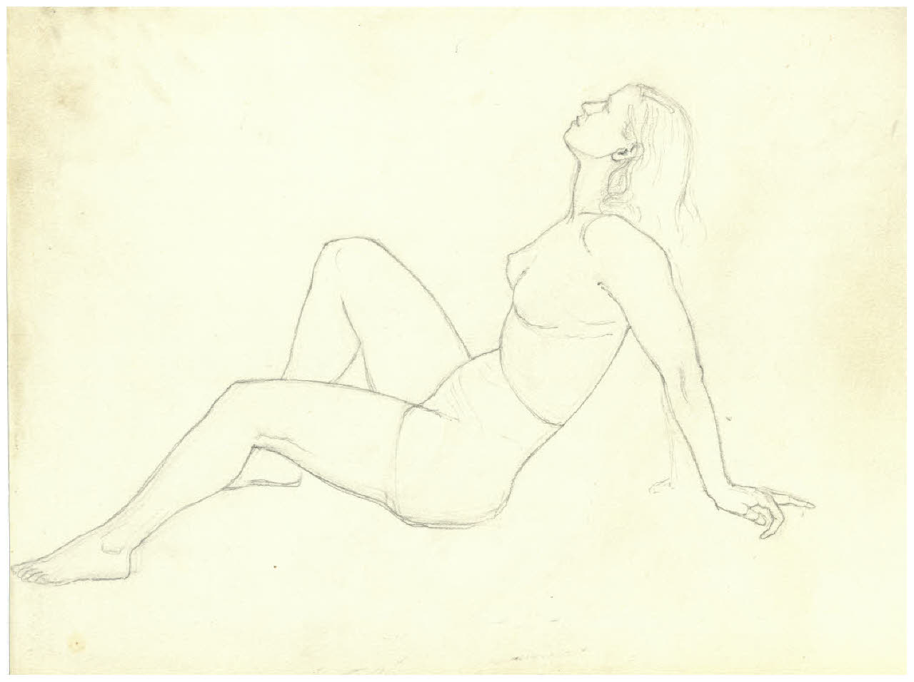 Nudo femminile seduto (disegno) di Disertori, Benvenuto Maria (prima metà sec. XX)