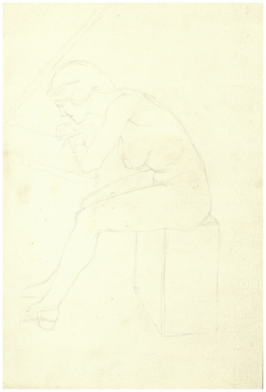 Studio di nudo femminile seduto (disegno) di Disertori, Benvenuto Maria (prima metà sec. XX)