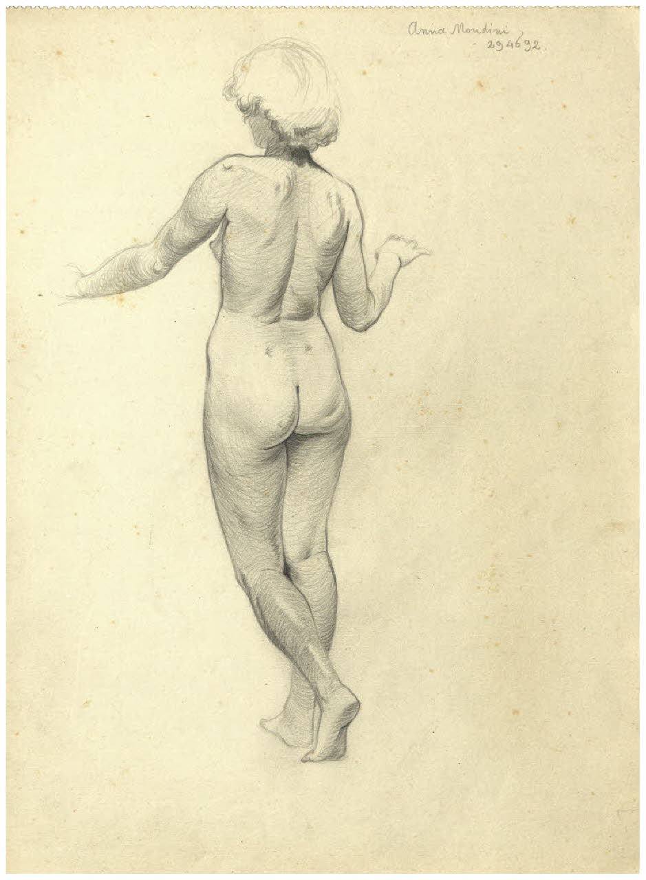 Nudo femminile di spalle (disegno) di Disertori, Benvenuto Maria (prima metà sec. XX)