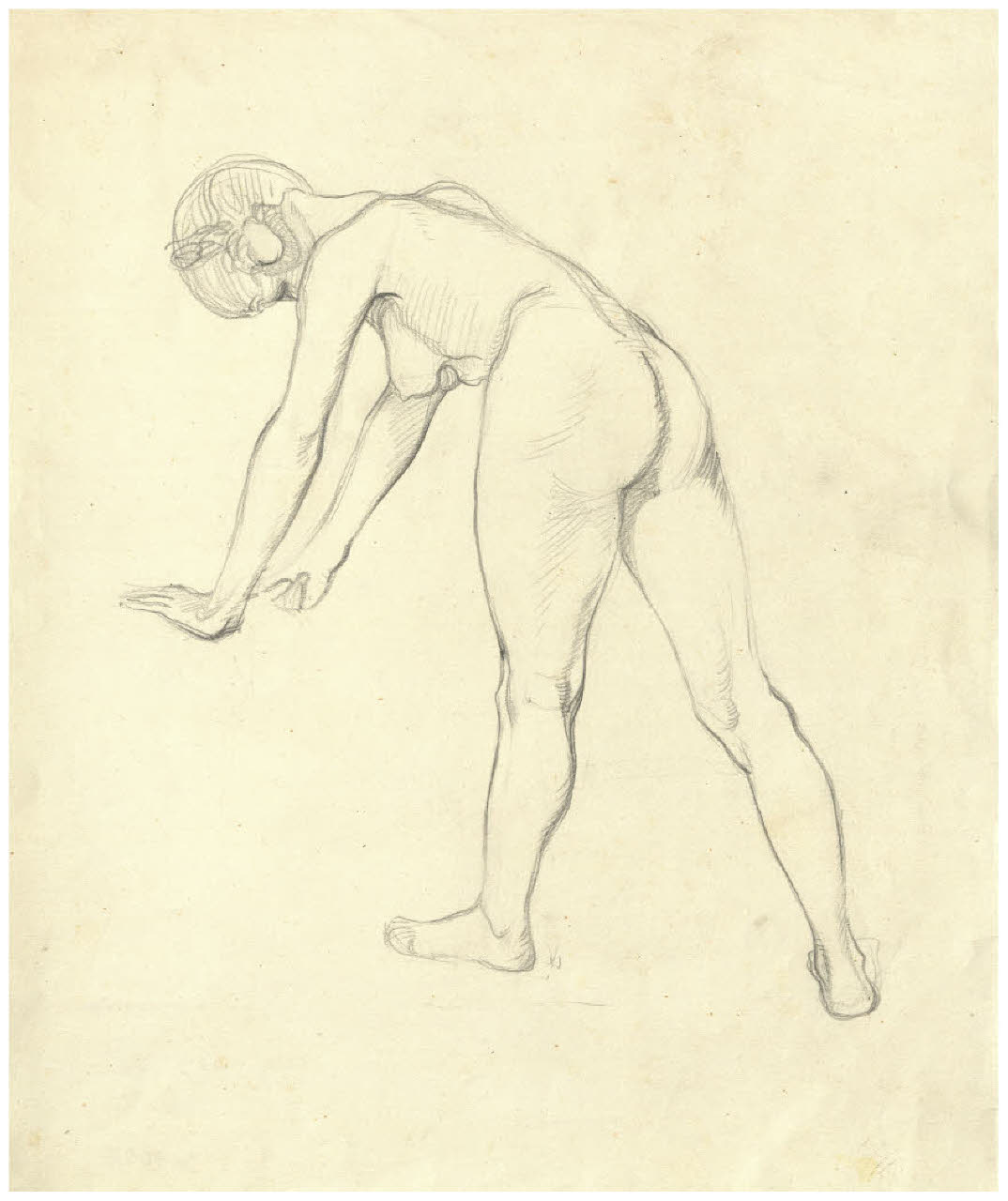 Nudo femminile chinato (disegno) di Disertori, Benvenuto Maria (prima metà sec. XX)