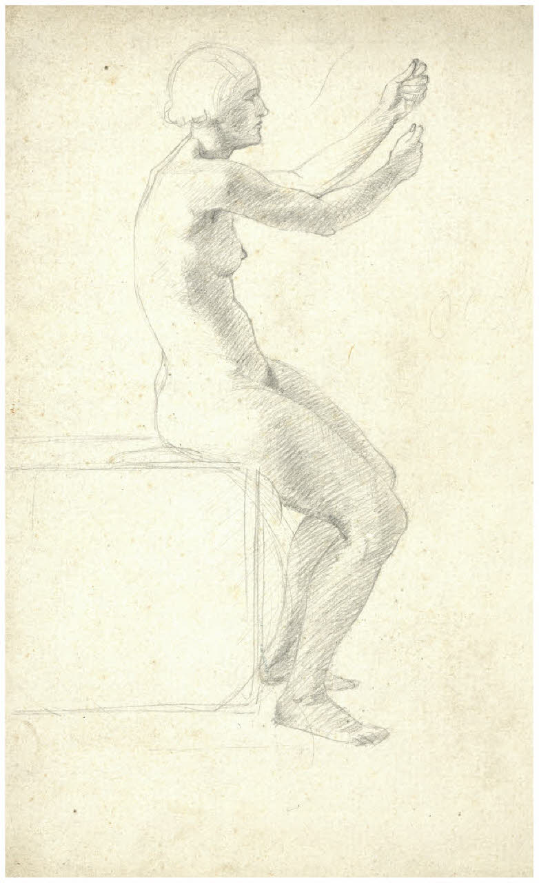 Nudo femminile seduto (disegno) di Disertori, Benvenuto Maria (prima metà sec. XX)