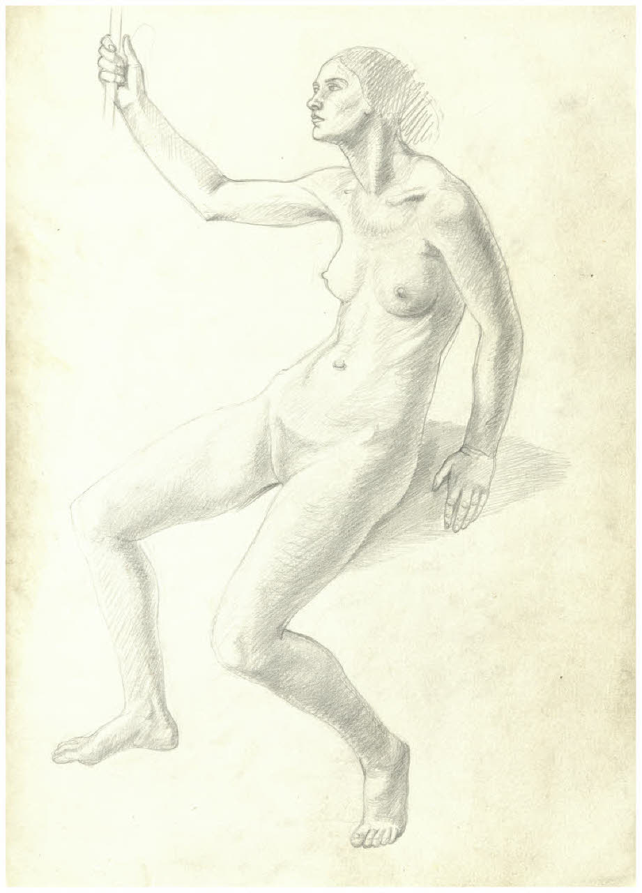Nudo femminile seduto (disegno) di Disertori, Benvenuto Maria (prima metà sec. XX)