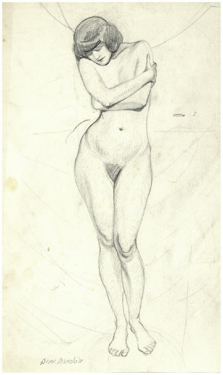 Nudo femminile alato (disegno) di Disertori, Benvenuto Maria (prima metà sec. XX)