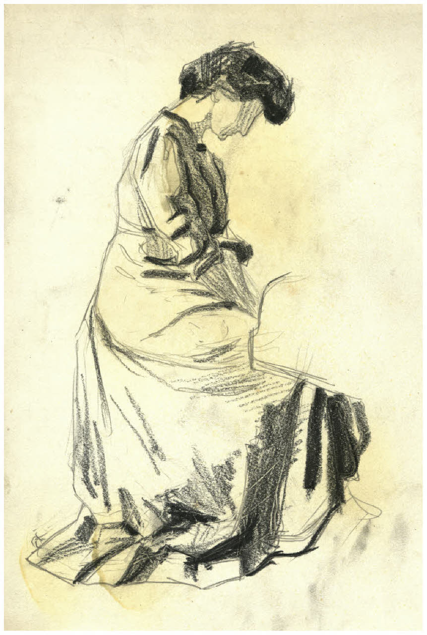 Figura femminile (disegno) di Disertori, Benvenuto Maria (prima metà sec. XX)