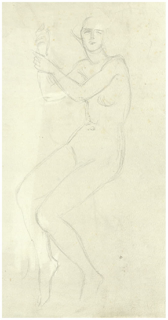 Studio di nudo femminile seduto (disegno) di Disertori, Benvenuto Maria (prima metà sec. XX)