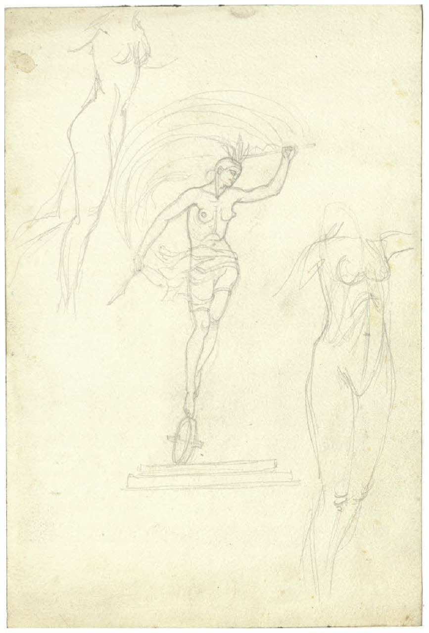 Studi di nudi femminili per la Fortuna (disegno) di Disertori, Benvenuto Maria (prima metà sec. XX)