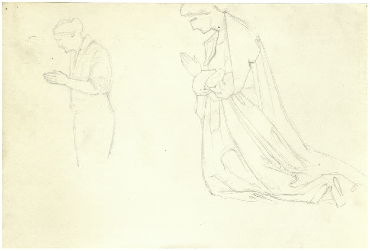 Due figure di oranti (disegno) di Disertori, Benvenuto Maria (sec. XX)