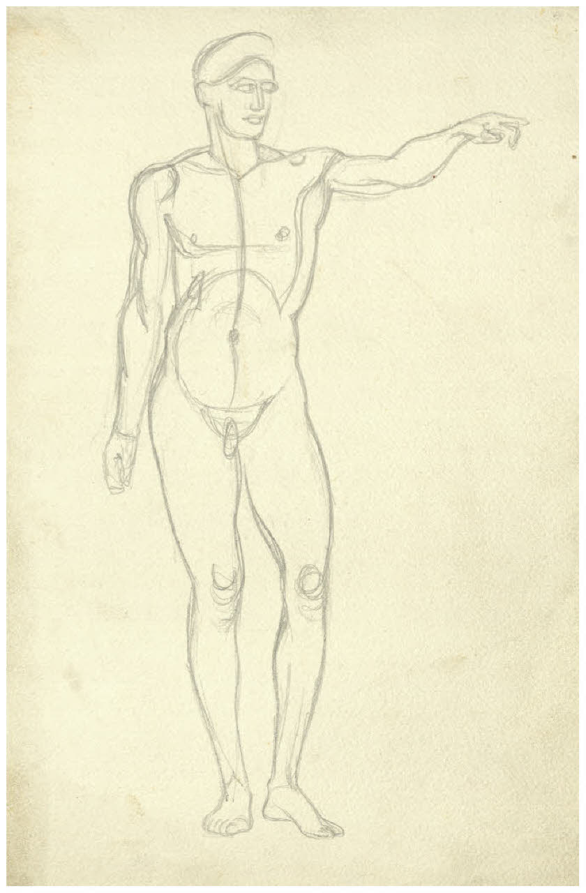 Nudo maschile (disegno) di Disertori, Benvenuto Maria (prima metà sec. XX)