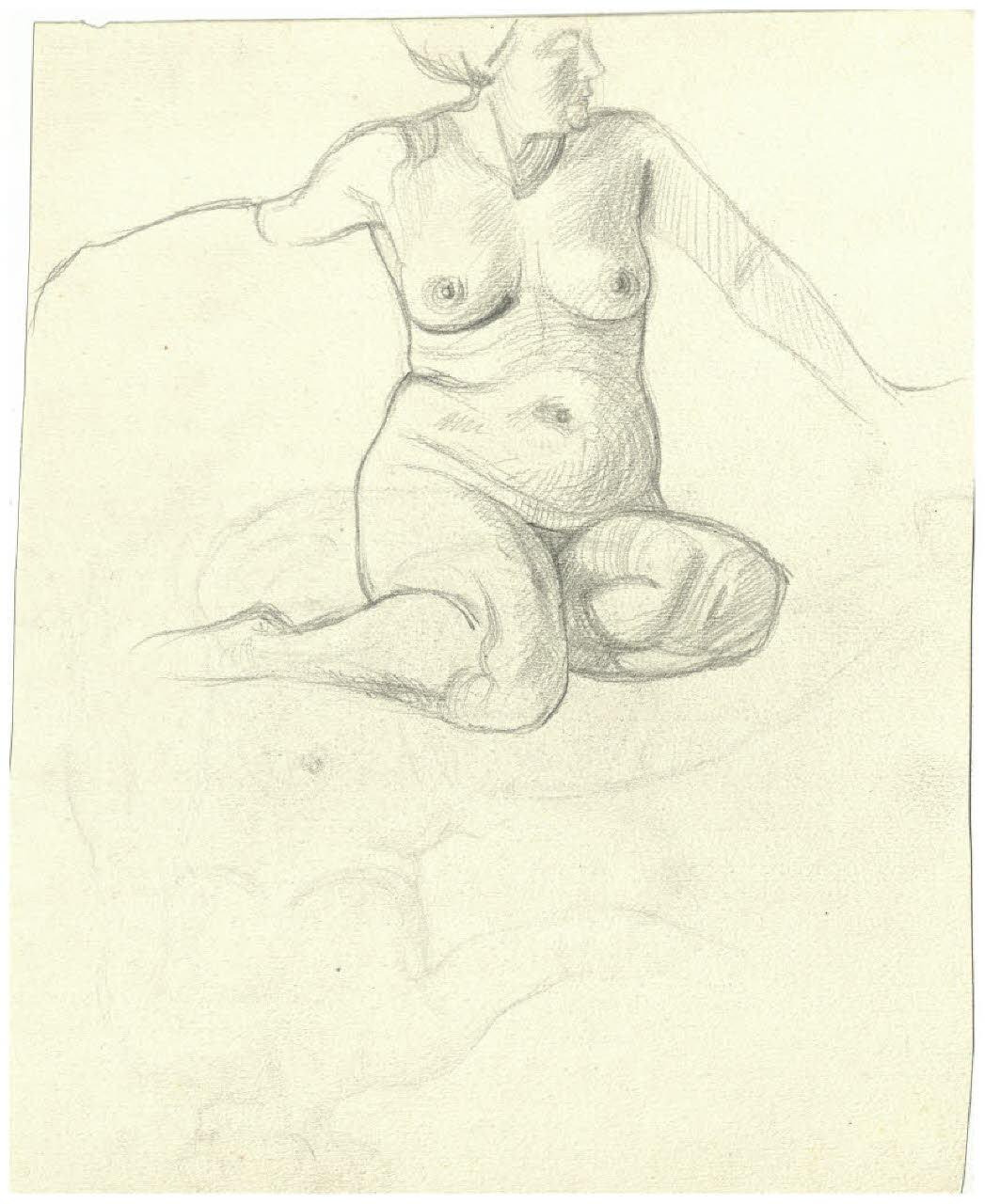 Nudo femminile seduto (disegno) di Disertori, Benvenuto Maria (prima metà sec. XX)
