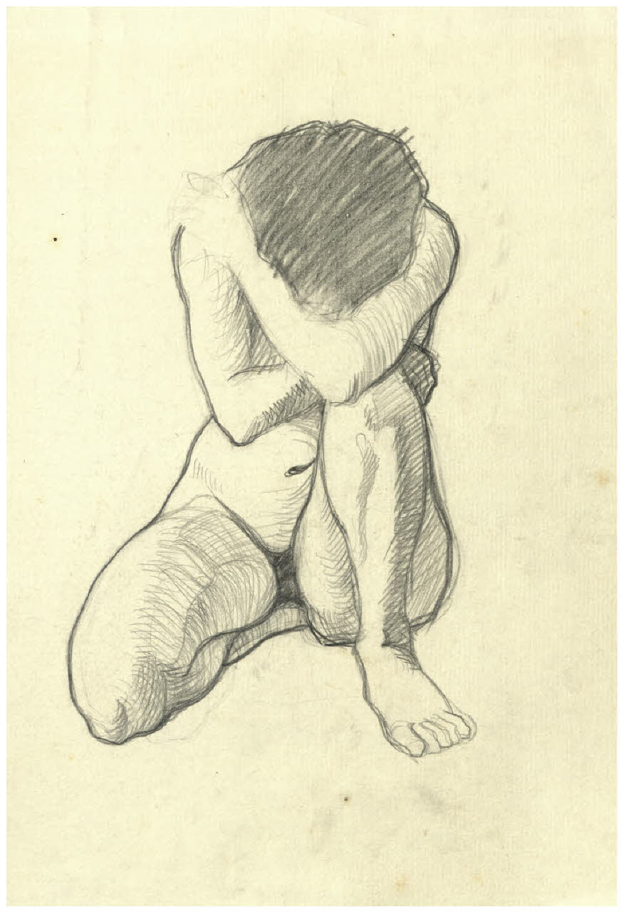 Nudo femminile seduto (disegno) di Disertori, Benvenuto Maria (prima metà sec. XX)