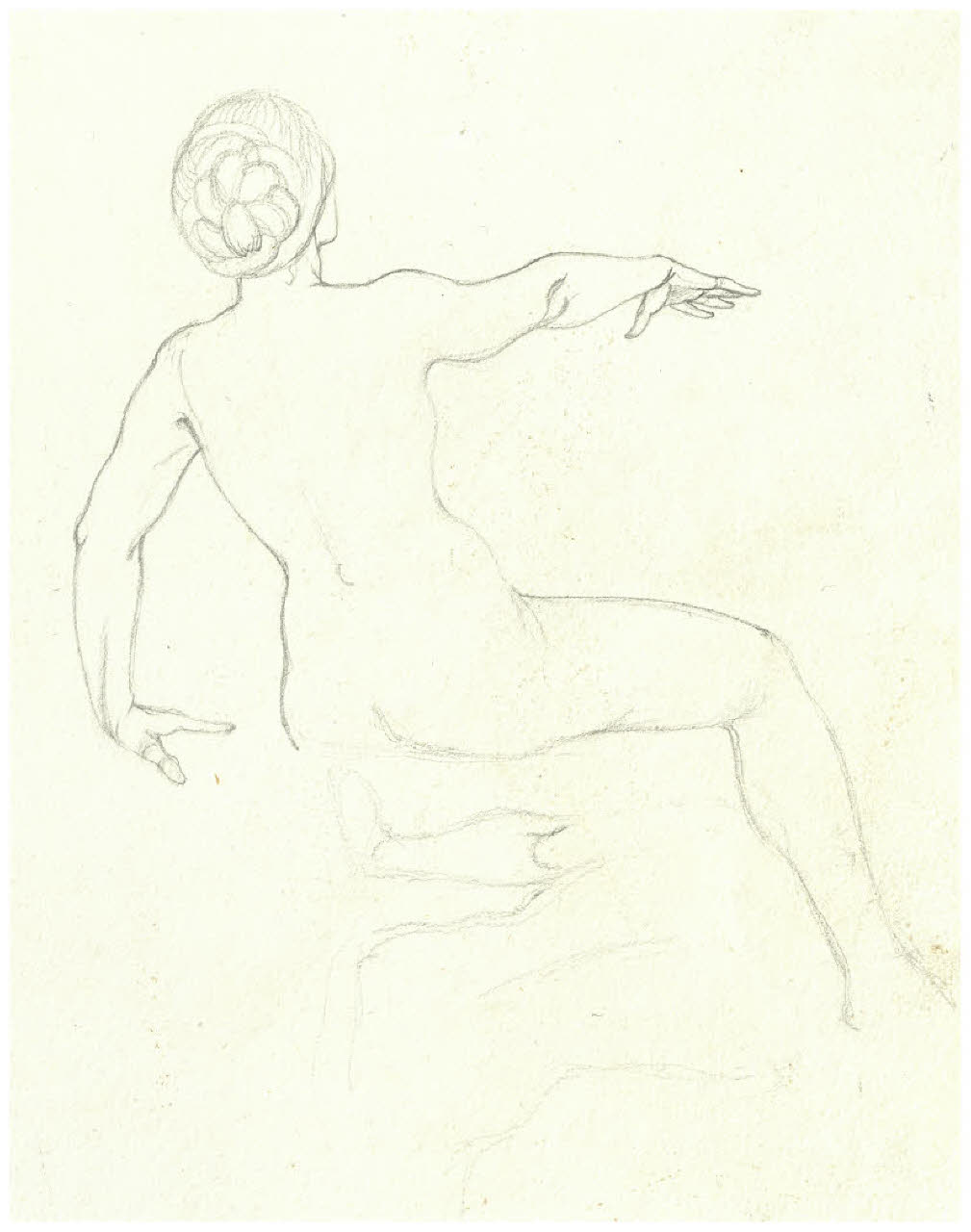 Nudo femminile seduto di spalle (disegno) di Disertori, Benvenuto Maria (prima metà sec. XX)