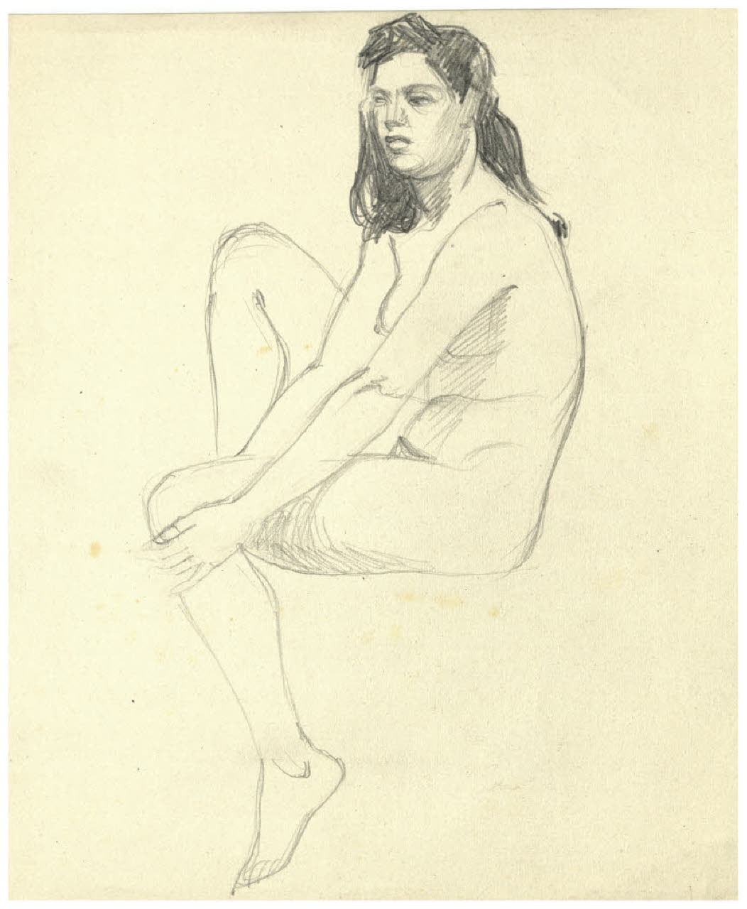 Nudo femminile seduto (disegno) di Disertori, Benvenuto Maria (prima metà sec. XX)